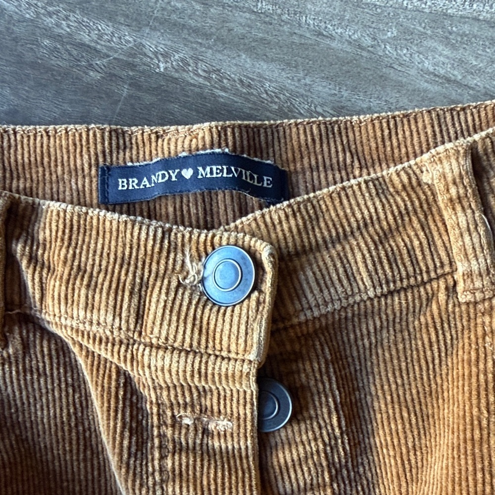 Brandy Melville Brown Corduroy Button Front Mini Skirt - Picture 2 of 4